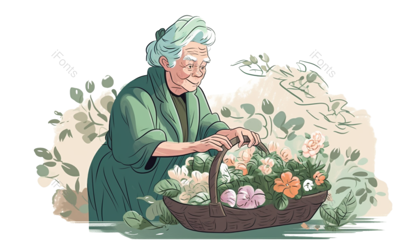 母亲节图片,卡通人物元素,人物卡通PNG,老人免抠素材